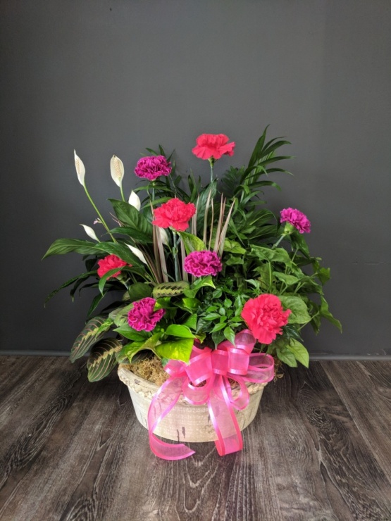 Planter with Fresh Flowers Added