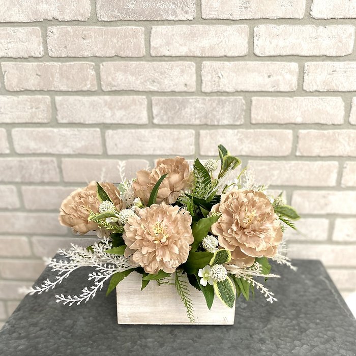 Tan Peony Faux flower centerpiece
