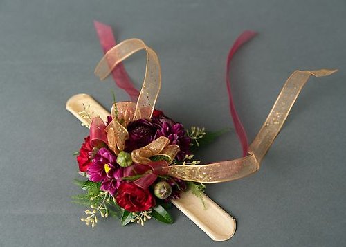 Plum and Burgundy Wrist Corsage